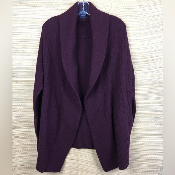 POLO Ralph Lauren 100% Cashmere Open Front Cable Knit Cardigan Sweater Size S - Picture 4 of 10